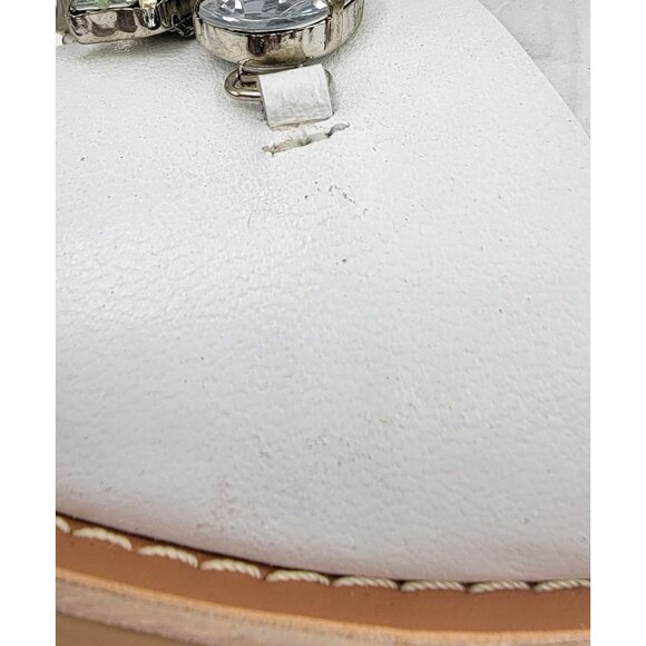 Womens Size 8M White Canopy Sandal Leather Slip On Embellished Jewels In Box - Picture 7 of 8